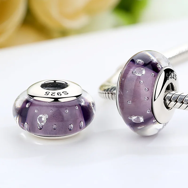 (imagem para) Pandora Style Purple Murano Glass Charm - SCZ001 - Visualizar 3