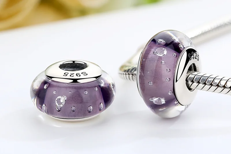 (imagem para) Pandora Style Purple Murano Glass Charm - SCZ001 - Visualizar 7