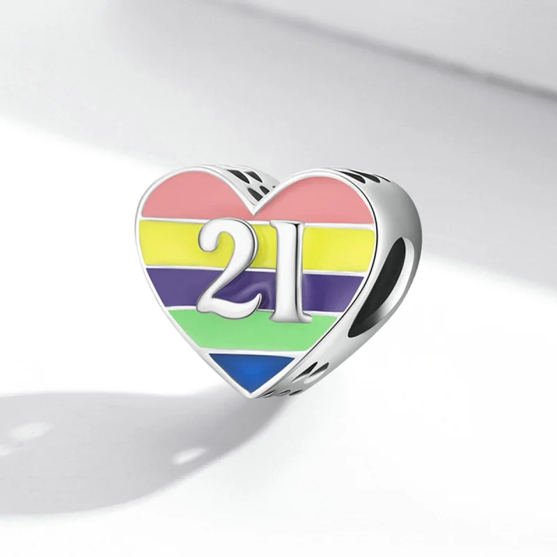 (imagem para) Pandora Style Rainbow Heart Charm - BSC548 - Visualizar 2