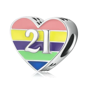 (imagem para) Pandora Style Rainbow Heart Charm - BSC548