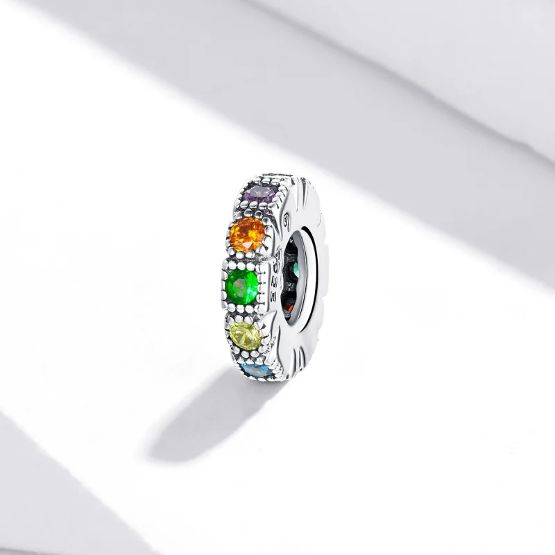 (imagem para) Pandora Style Rainbow Stone Spacer Charm - BSC473 - Visualizar 2