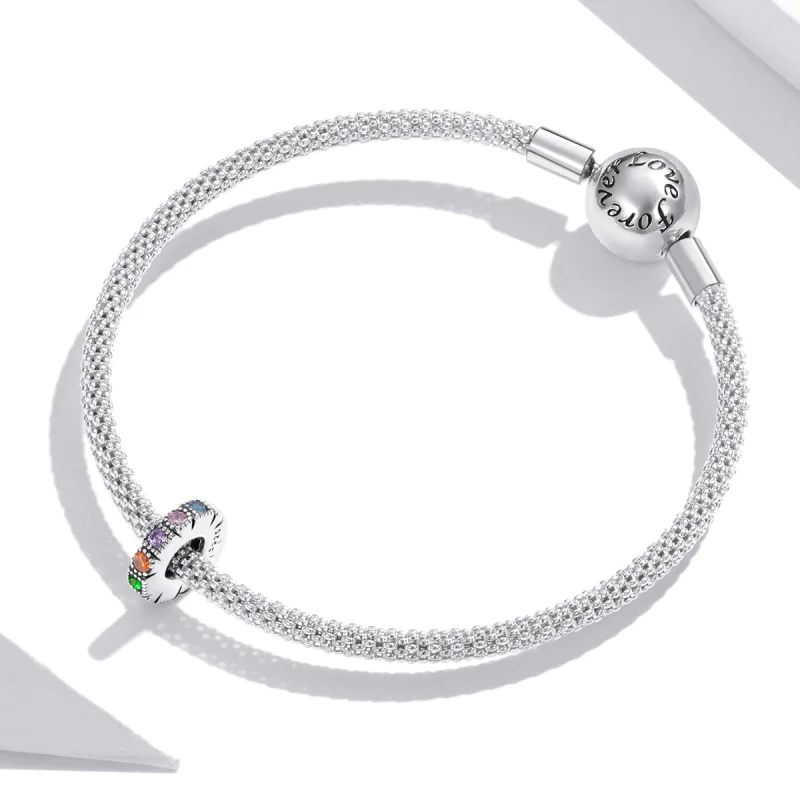 (imagem para) Pandora Style Rainbow Stone Spacer Charm - BSC473 - Visualizar 3