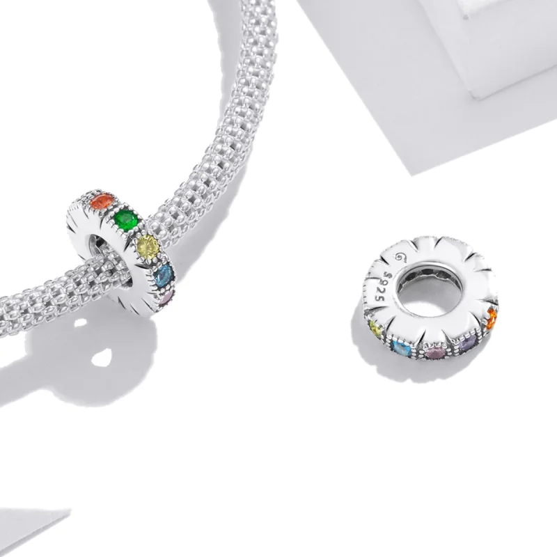 (imagem para) Pandora Style Rainbow Stone Spacer Charm - BSC473 - Visualizar 4