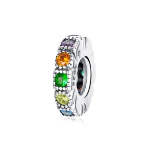 (imagem para) Pandora Style Rainbow Stone Spacer Charm - BSC473