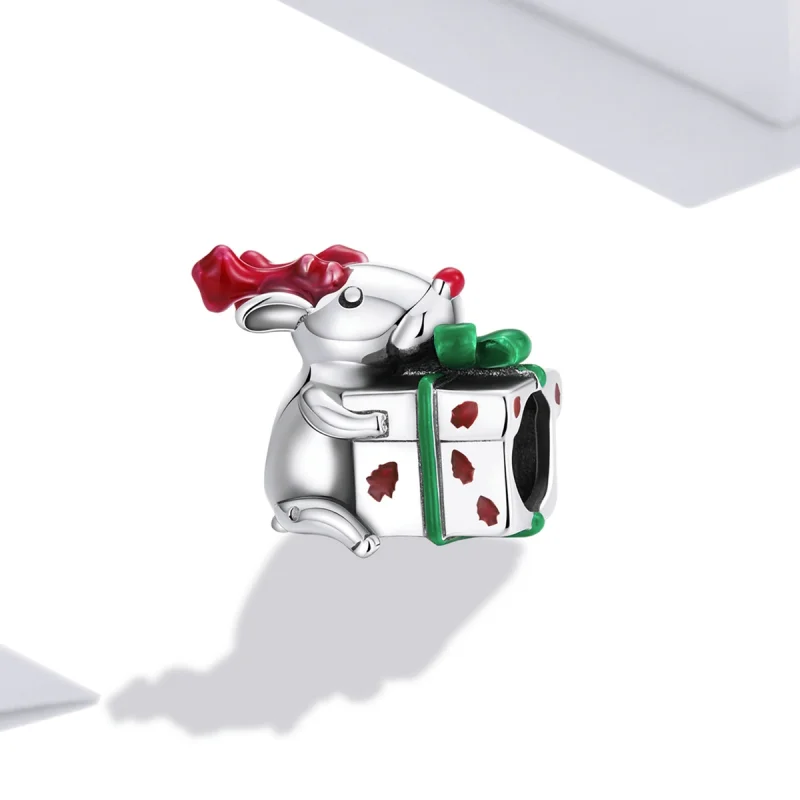(imagem para) Pandora Style Reindeer Giving Gifts Charm - BSC540 - Visualizar 2