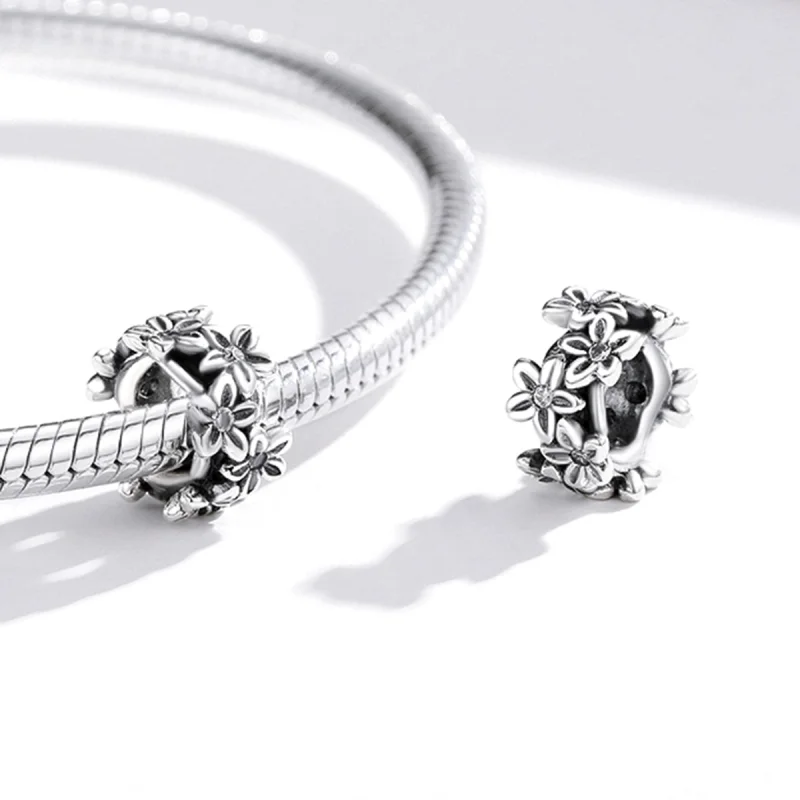 (imagem para) Pandora Style Retro Flowers Charm - SCC1938 - Visualizar 4