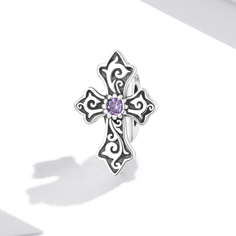 (imagem para) Pandora Style Retro Pattern Cross Charm - BSC583 - Visualizar 2