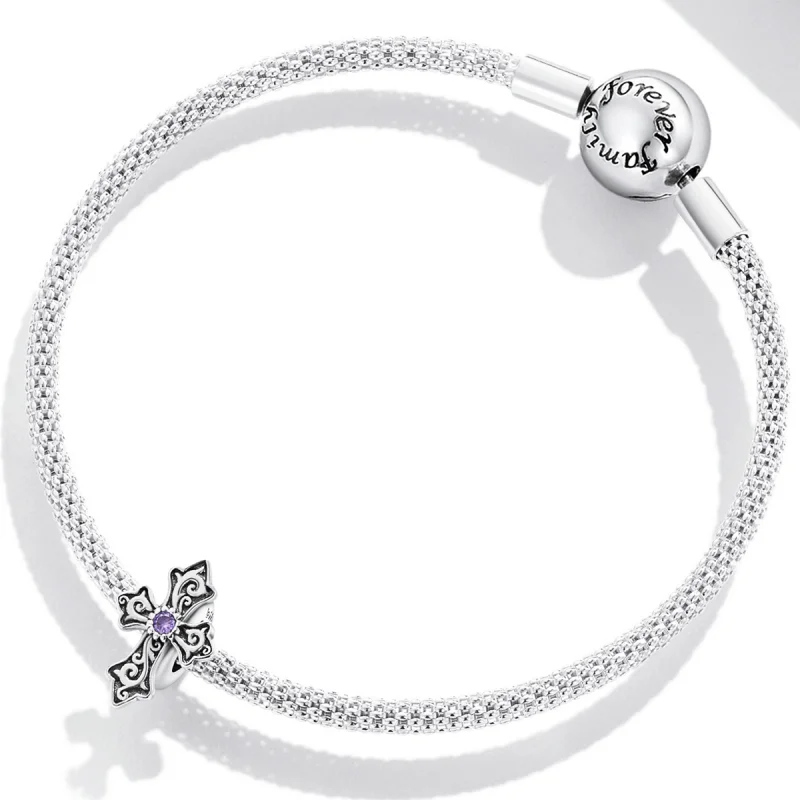 (imagem para) Pandora Style Retro Pattern Cross Charm - BSC583 - Visualizar 3