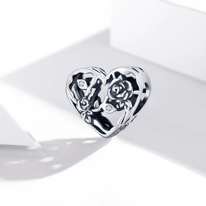 (imagem para) Pandora Style Rose Love Charm - BSC475 - Visualizar 2