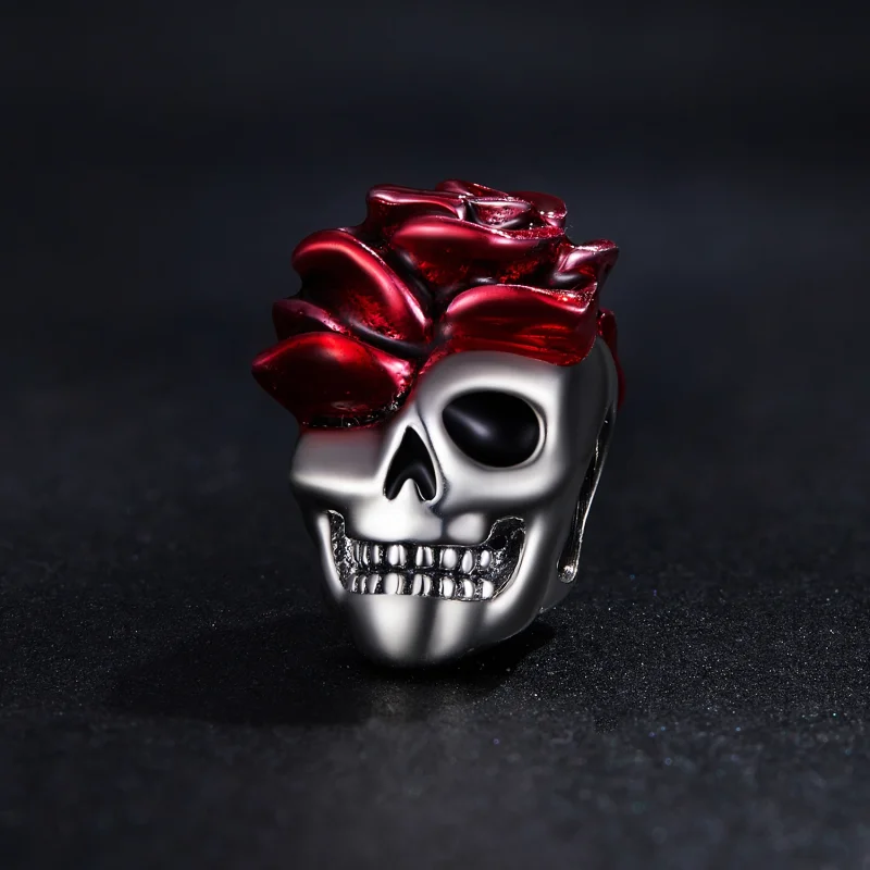 (imagem para) Pandora Style Rose Skull Charm - SCC2403 - Visualizar 2