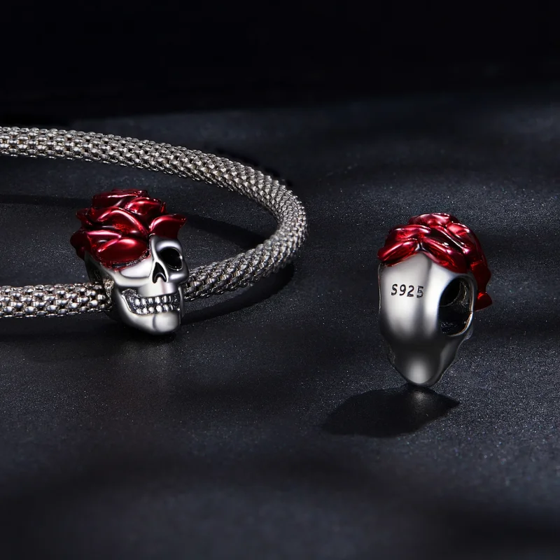 (imagem para) Pandora Style Rose Skull Charm - SCC2403 - Visualizar 4