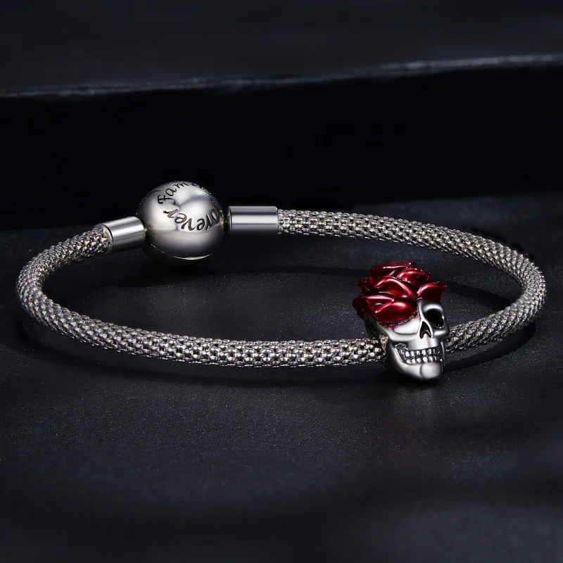 (imagem para) Pandora Style Rose Skull Charm - SCC2403 - Visualizar 5