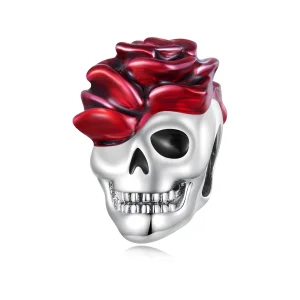 Pandora Style Rose Skull Charm - SCC2403 (imagem para) Pandora Style Rose Skull Charm - SCC2403