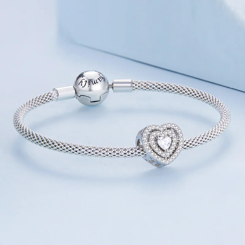 (imagem para) Pandora Style Shining Heart Charm - BSC662 - Visualizar 4