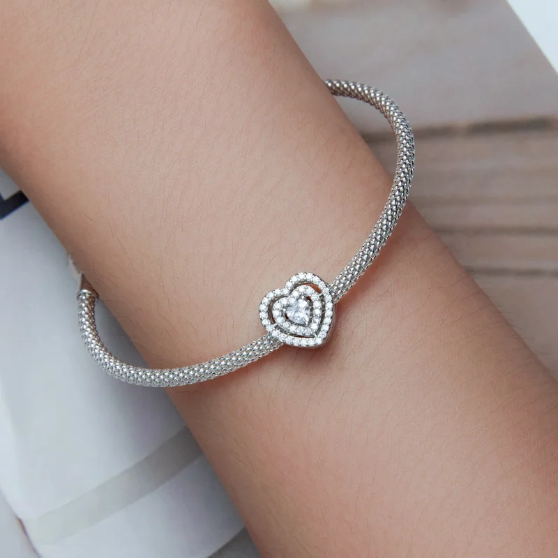 (imagem para) Pandora Style Shining Heart Charm - BSC662 - Visualizar 6