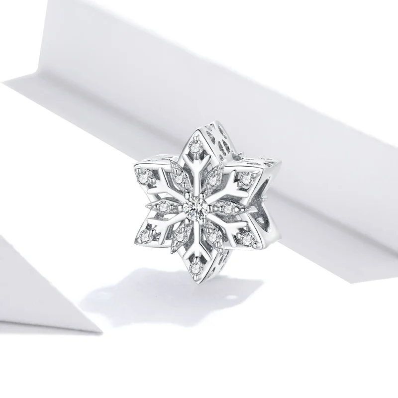 (imagem para) Pandora Style Shiny Snowflakes Charm - BSC368 - Visualizar 2