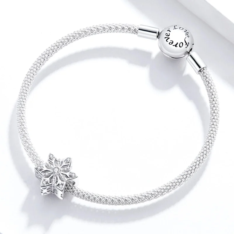 (imagem para) Pandora Style Shiny Snowflakes Charm - BSC368 - Visualizar 3