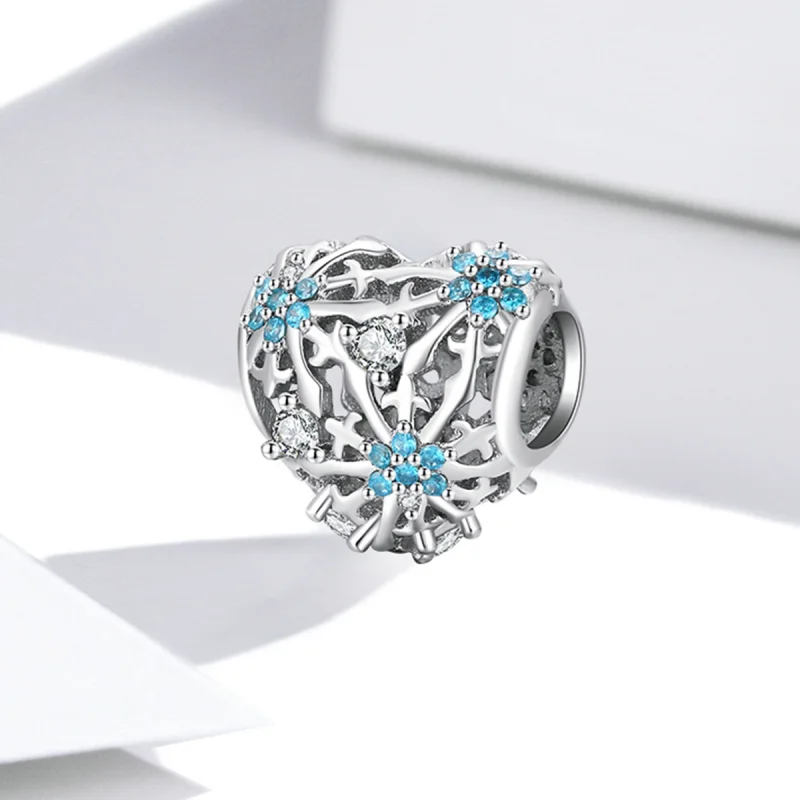 (imagem para) Pandora Style Snowflake Heart Charm - BSC530 - Visualizar 2