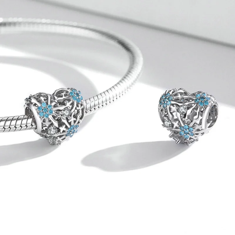 (imagem para) Pandora Style Snowflake Heart Charm - BSC530 - Visualizar 4