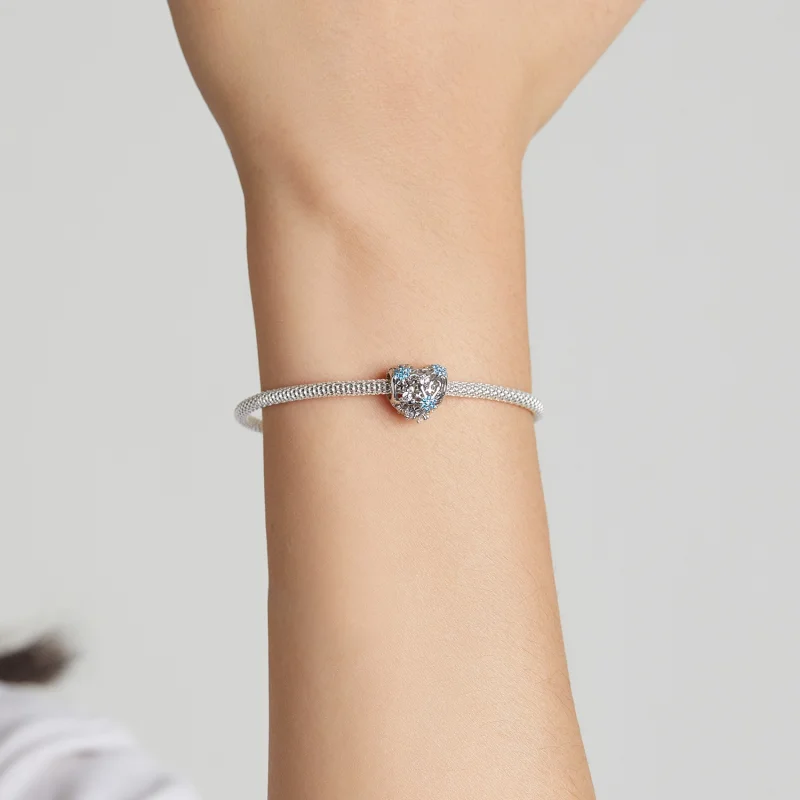 (imagem para) Pandora Style Snowflake Heart Charm - BSC530 - Visualizar 5