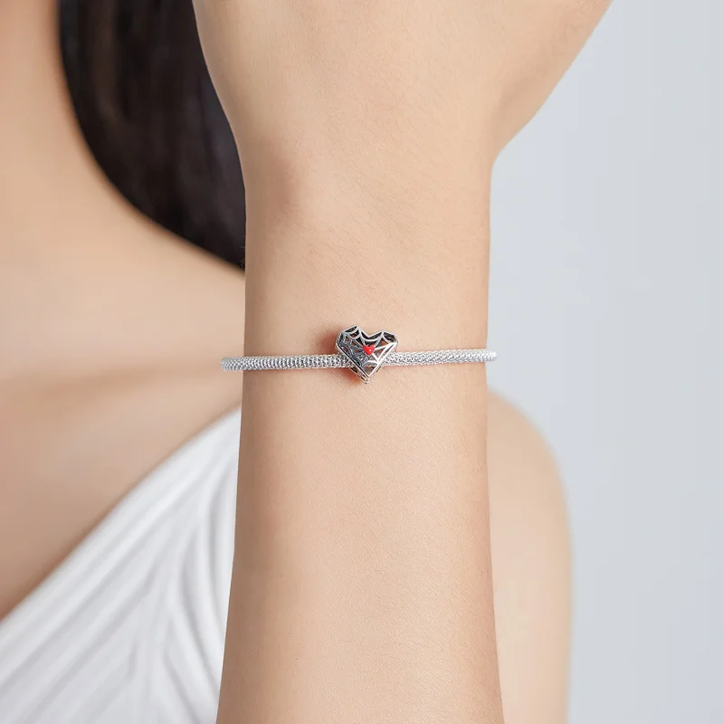 (imagem para) Pandora Style Spider Web Heart Charm - SCC1958 - Visualizar 5