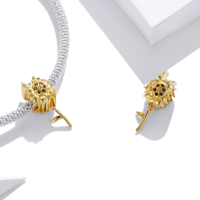 (imagem para) Pandora Style Sun Flower Charm - BSC425 - Visualizar 4