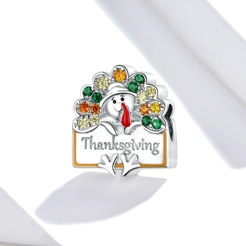 (imagem para) Pandora Style Thanksgiving Turkey Charm - BSC339 - Visualizar 2
