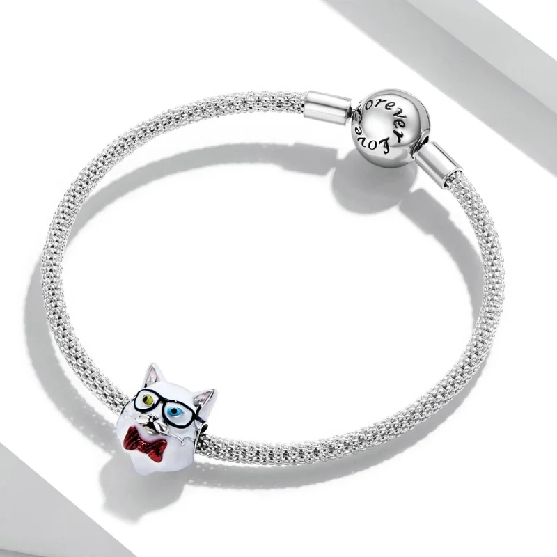 (imagem para) Pandora Style White Cat Charm - SCC2093 - Visualizar 3