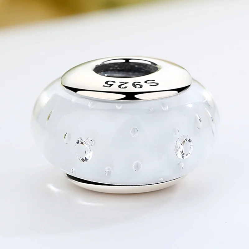 (imagem para) Pandora Style White Murano Glass Charm - SCZ002 - Visualizar 3
