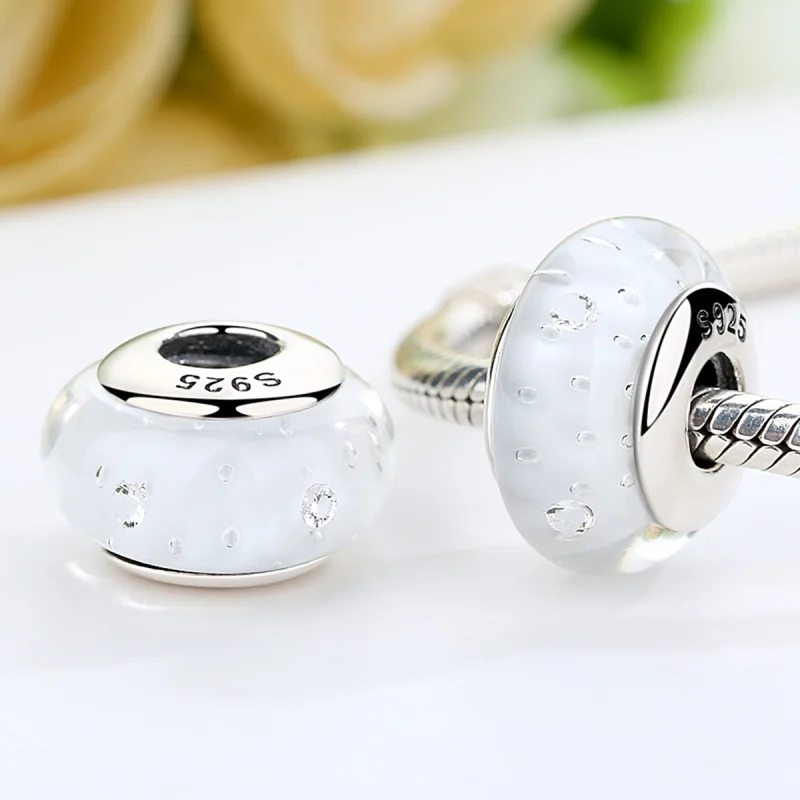 (imagem para) Pandora Style White Murano Glass Charm - SCZ002 - Visualizar 5