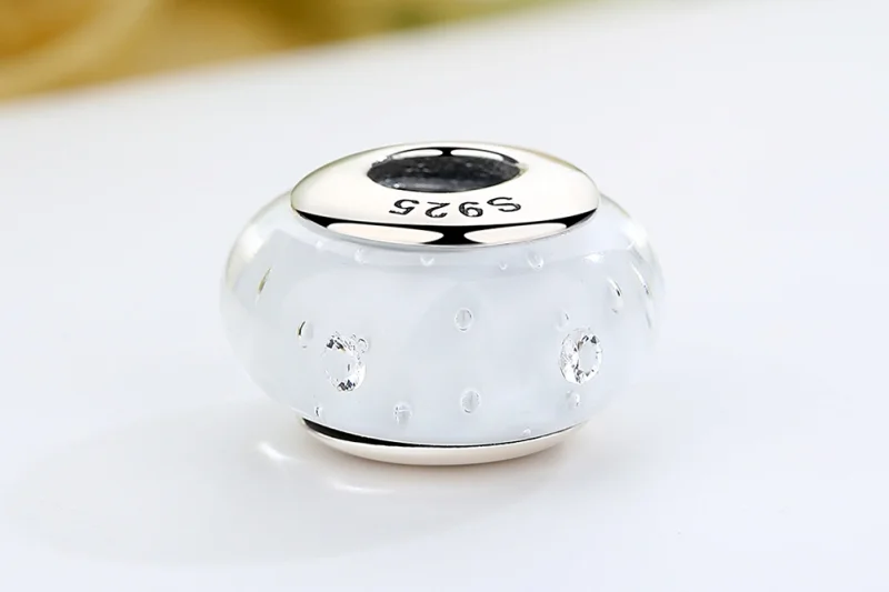 (imagem para) Pandora Style White Murano Glass Charm - SCZ002 - Visualizar 7