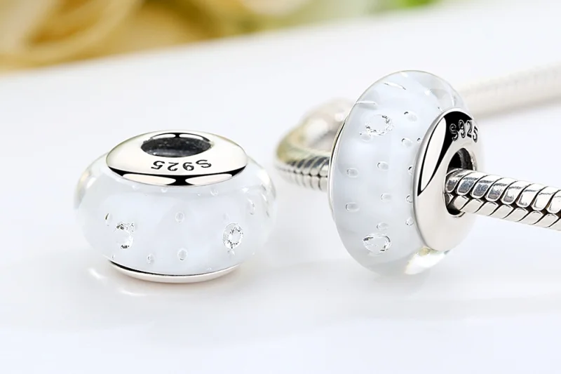 (imagem para) Pandora Style White Murano Glass Charm - SCZ002 - Visualizar 8