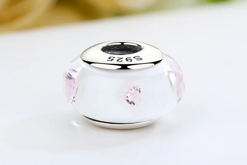(imagem para) Pandora Style White Murano Glass Pink Stones Charm - SCZ004 - Visualizar 8