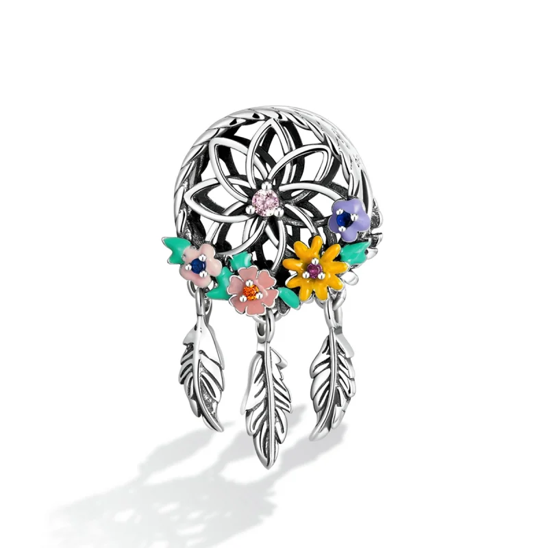 (imagem para) Pandora Style Wreath Dream Catcher Charm - BSC589 - Visualizar 2