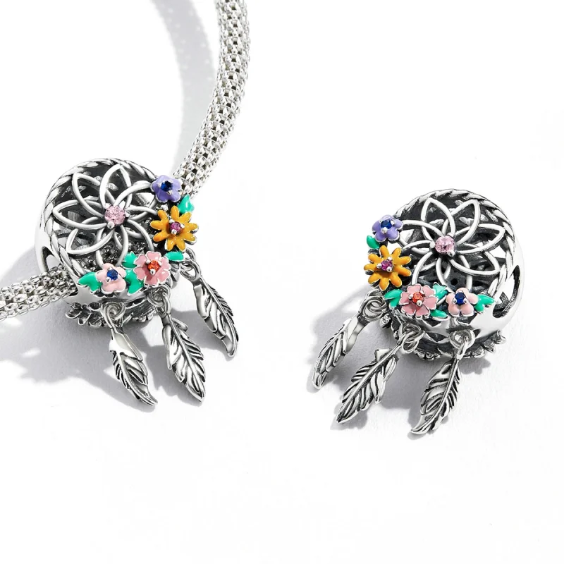 (imagem para) Pandora Style Wreath Dream Catcher Charm - BSC589 - Visualizar 3