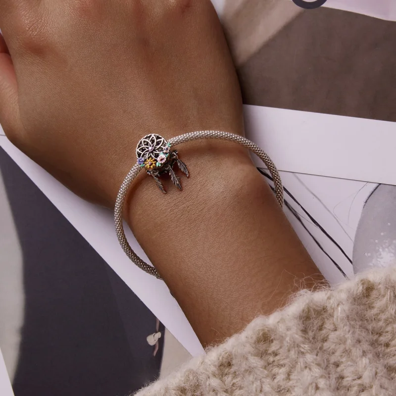 (imagem para) Pandora Style Wreath Dream Catcher Charm - BSC589 - Visualizar 5