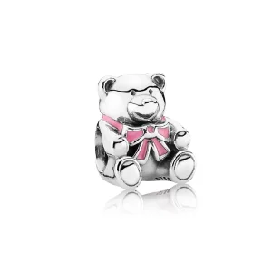 (imagem para) Charm berloques PANDORA De Prata Ursinha Laço Rosa