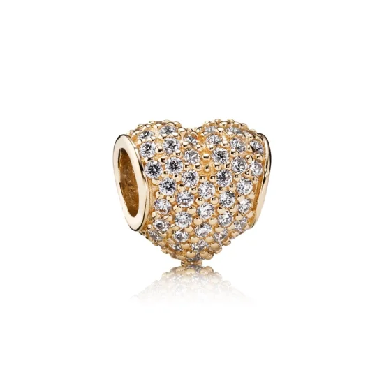 (imagem para) Charm berloques PANDORA Pavê Coração de Ouro 
