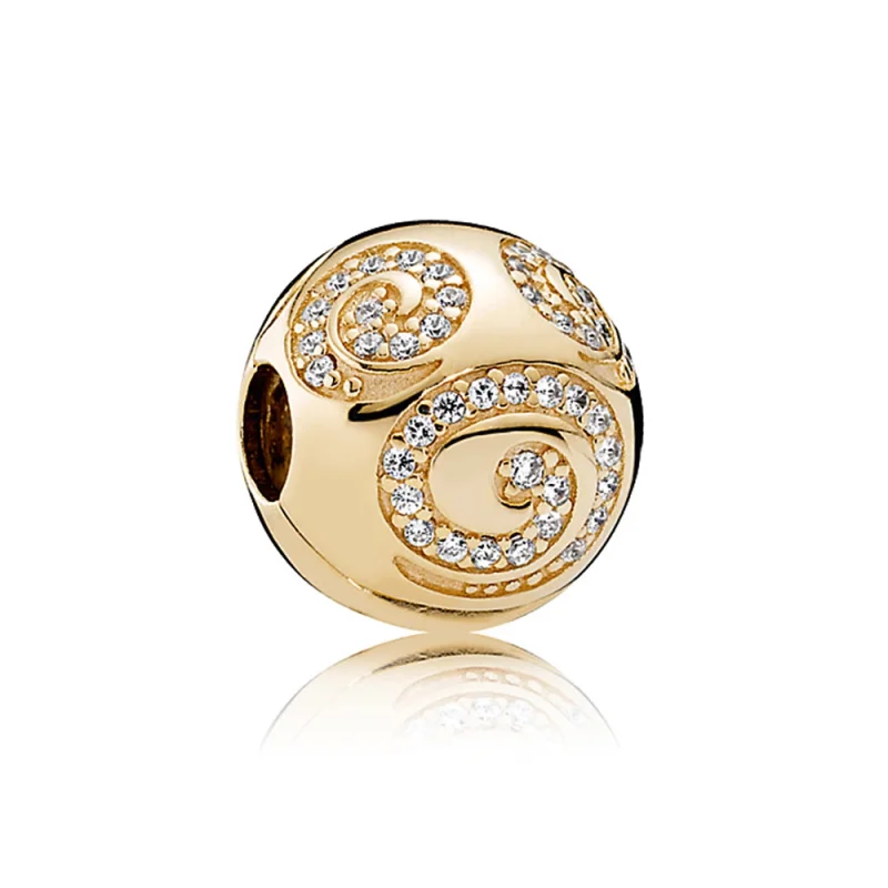 (imagem para) Charm Clipe Pandora de Ouro Disney, Redemoinho de ouro de Mickey Mouse