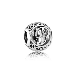 (imagem para) Charm PANDORA Alfabeto Vintage Letra P - 791860CZ