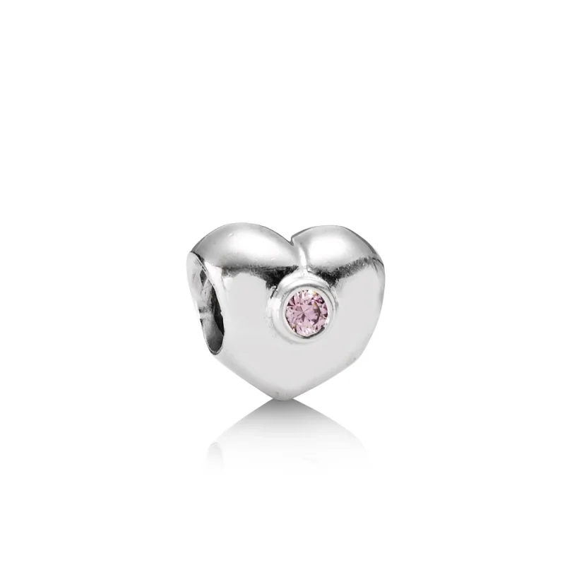 (imagem para) Charm PANDORA de Prata Coração com Zircônia Cúbica Rosa - 790134PCZ