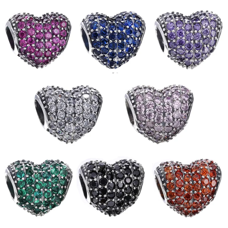 (imagem para) Charm PANDORA de Prata Coração e Pavê Coração Lilás - 791052PCZ - Visualizar 3