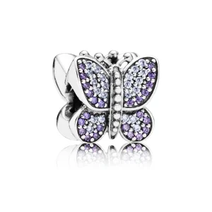 (imagem para) Charm PANDORA de Prata Delicada Borboleta Brilhante - 791257ACZ