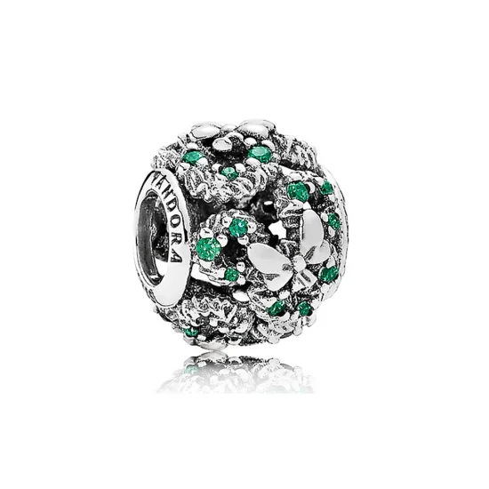 (imagem para) Charm Pandora de prata Disney, Grinalda de férias de Mickey Mouse