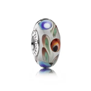 Charm PANDORA de Prata e Murano Pluma de Pavão - 791614 (imagem para) Charm PANDORA de Prata e Murano Pluma de Pavão - 791614