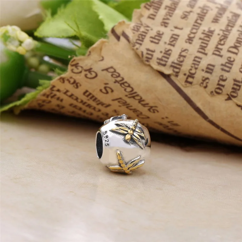 (imagem para) Charm PANDORA de Prata e Ouro Mini Libélulas - 790898 - Visualizar 2