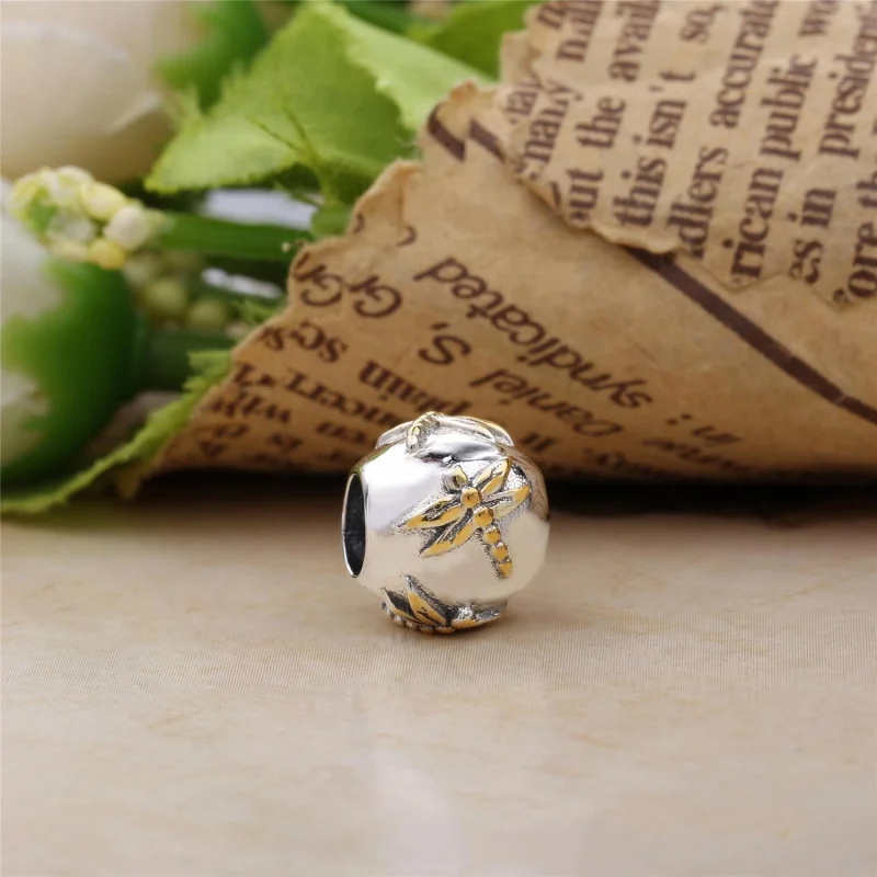 (imagem para) Charm PANDORA de Prata e Ouro Mini Libélulas - 790898 - Visualizar 4