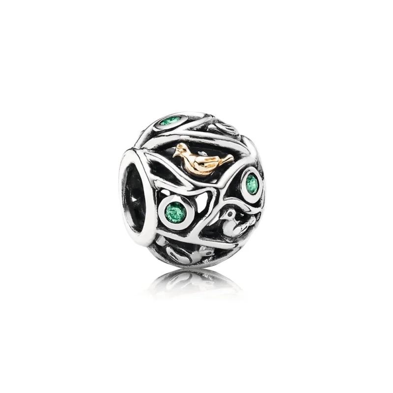 (imagem para) Charm PANDORA de Prata e Ouro Pássaros da Floresta - 791213CZN
