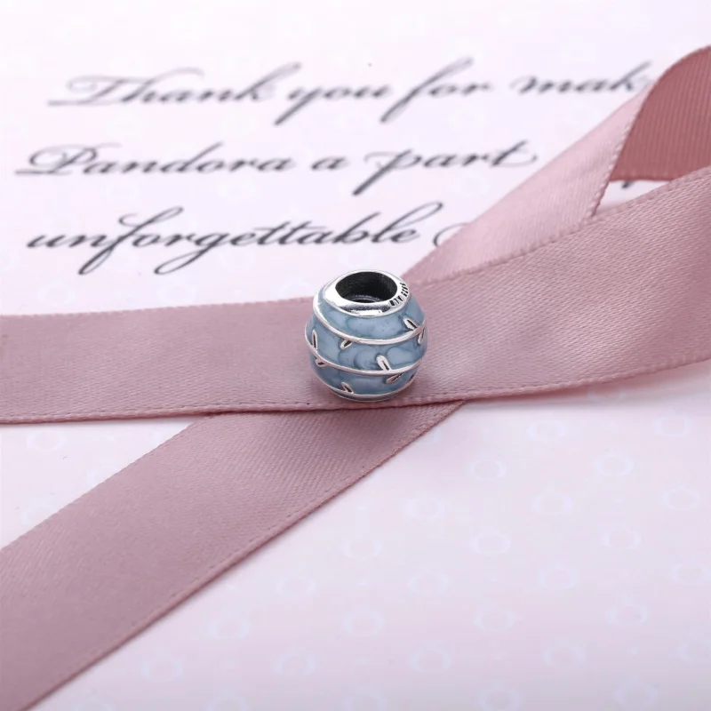 (imagem para) Charm PANDORA de Prata Esmaltado Folhas Azuis - 790525EN18 - Visualizar 3