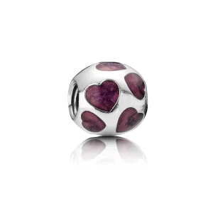 Charm PANDORA de Prata Esmaltado Mini Corações Roxos - 790543EN21 (imagem para) Charm PANDORA de Prata Esmaltado Mini Corações Roxos - 790543EN21